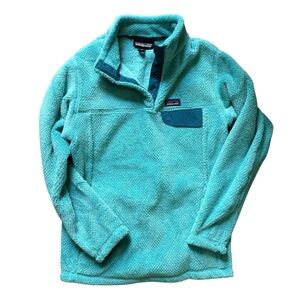 Patagonia Jacket Girl's XL 14 Blue Re Tool Snap T Pullover Fleece Polartec ✅